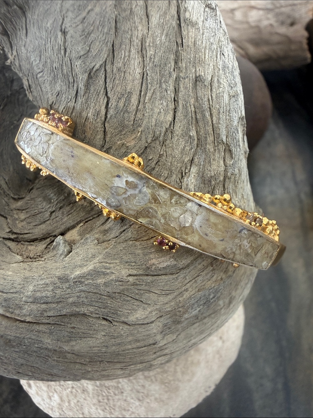 Sundance “Paved with Riches” 22k gold plated cuff with glazed raw diamonds. NWT!